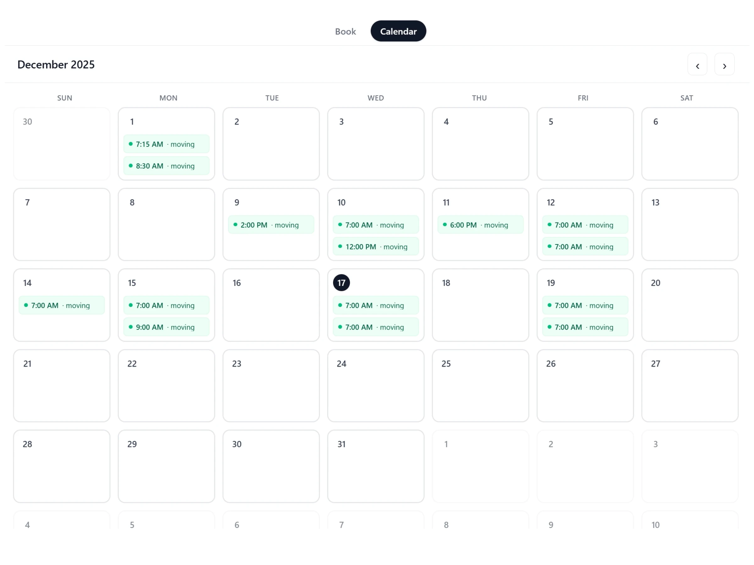 Calendar AI scheduling dashboard